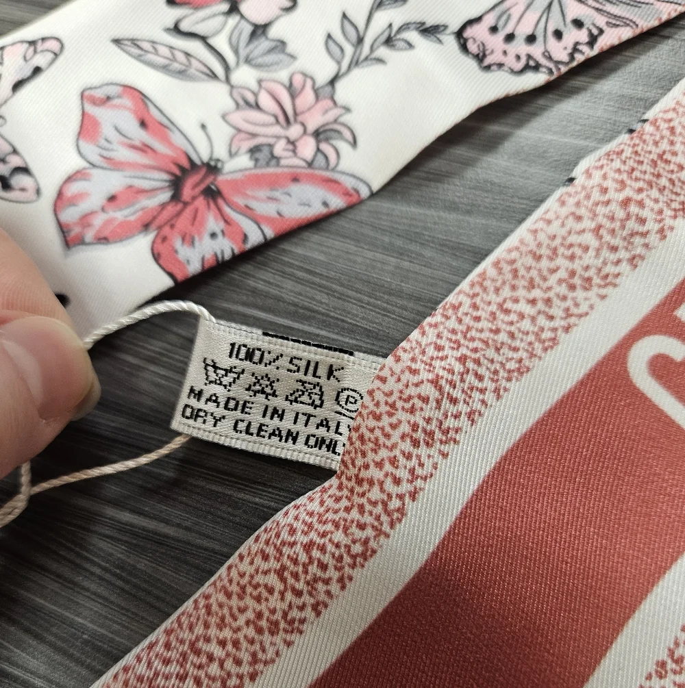 NEW Dior Pink & White Floral Neck Bag Scarf Dior Parfume Line - Picture 7 of 10